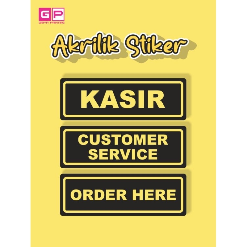 

Akrikik Stiker | Kasir | Customer Service | Order Here | Ukuran 30x10cm | Ketebalan 2mm