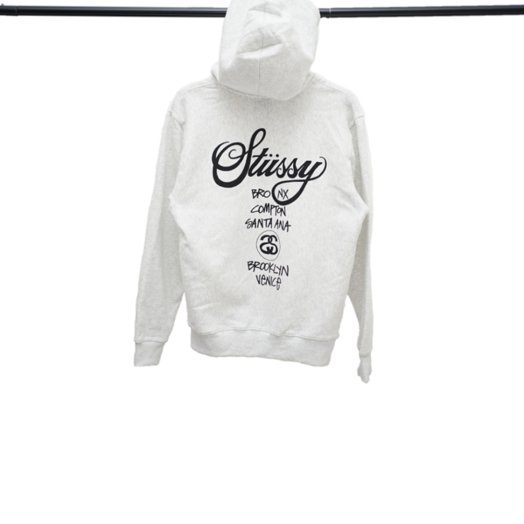 STUSSY Grey World Tour Zip Hoodie Authentic / Jaket Branded Stussy Original