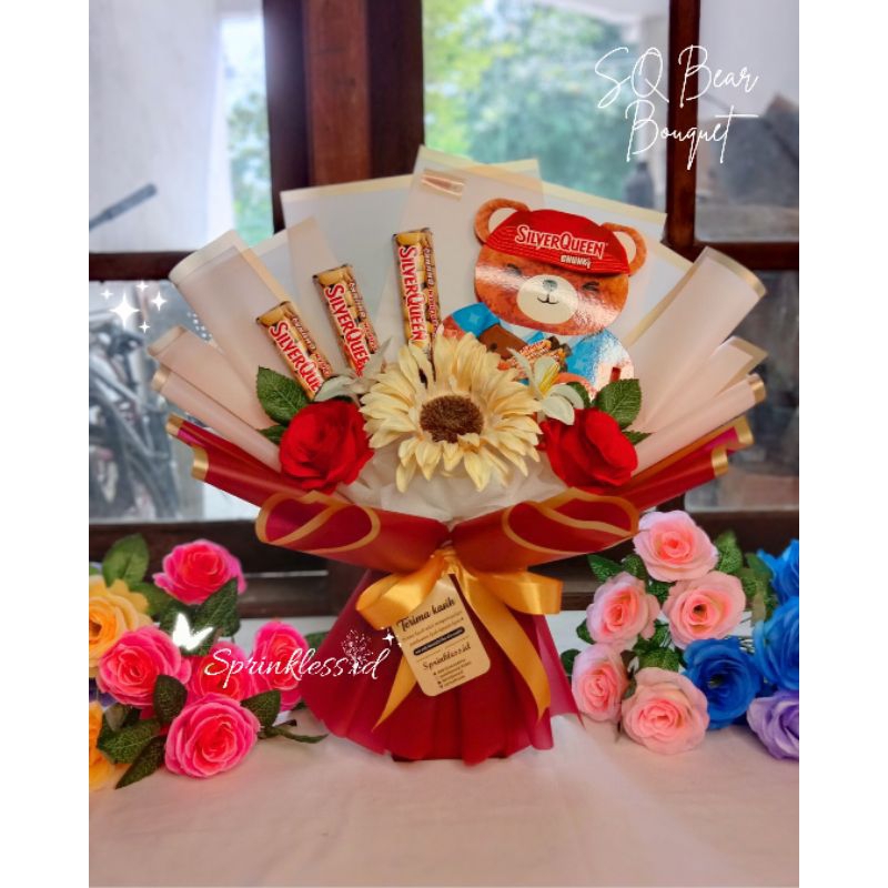 

✨Sprins✨ (LARGE) Buket Valentine Silverqueen Bear Premium | Buket Silverqueen |Buket Cokelat