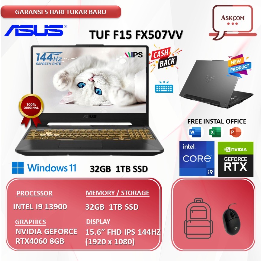 Laptop Asus Tuf F15 FX507VV I9 13900 RTX4060 8GB | 32GB 1TB SSD W11 15.6FHD IPS