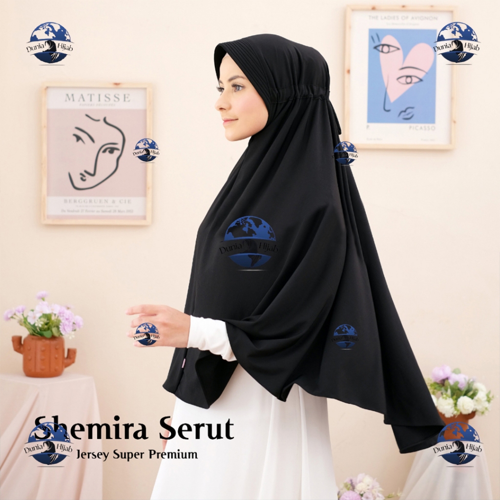 Jilbab Instan Serut Jokowi XL | Hijab Instan Serut hamidah Spandex Jersey XL| Bergo Serut jokowi XL|