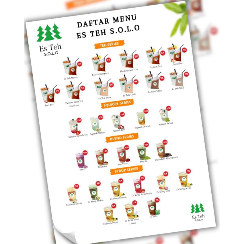 Daftar Menu Jualan Es Teh Solo Mix Custom