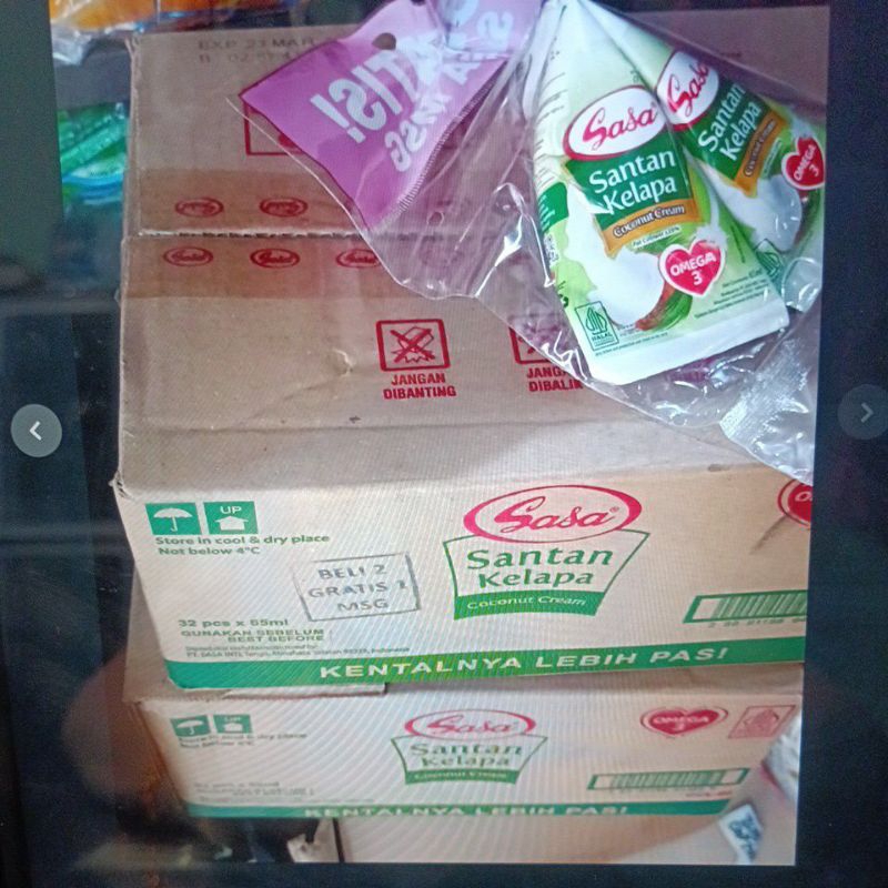 

Sasa Santan Kelapa 65ml 1 karton isi 32pcs