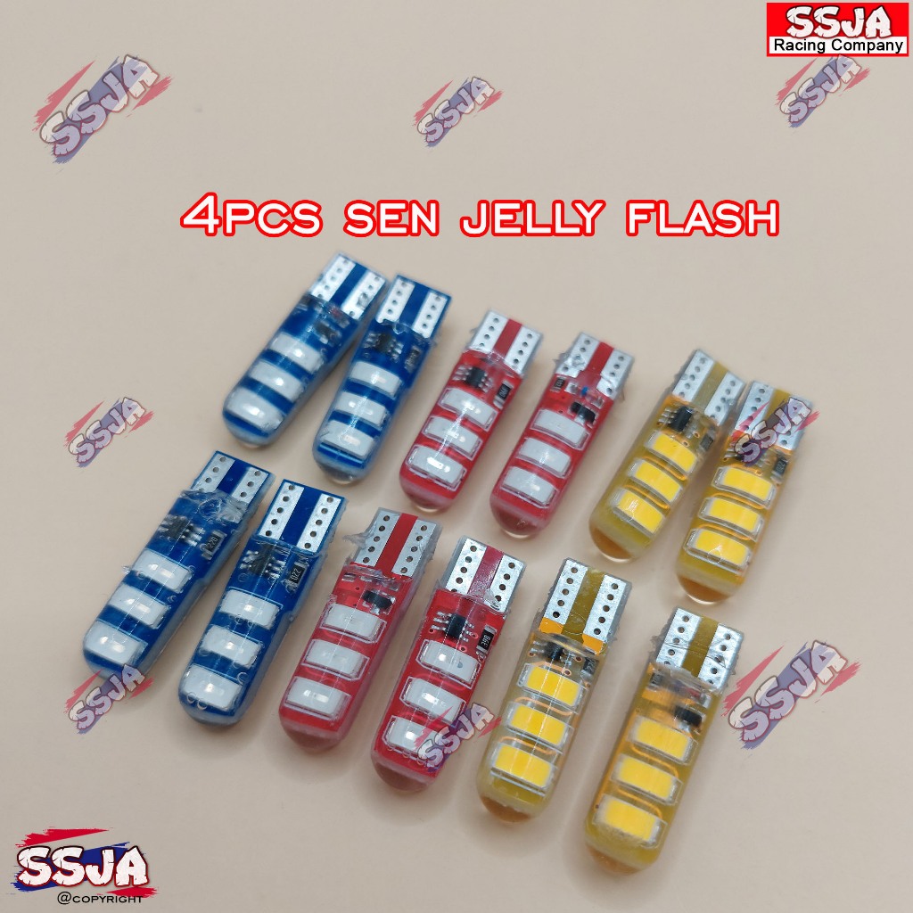4 PCS Lampu Sen Jelly Kedip LED T10 Lampu sen motor