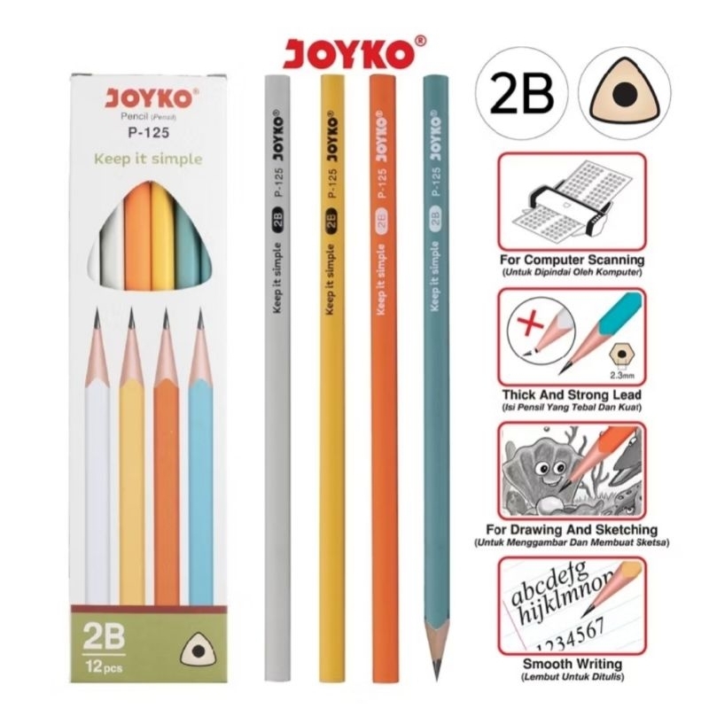 

Pensil 2B Joyko P-125 Pencil Triagonal Grip Trigonal Segita Warna Pastel - Lusinan
