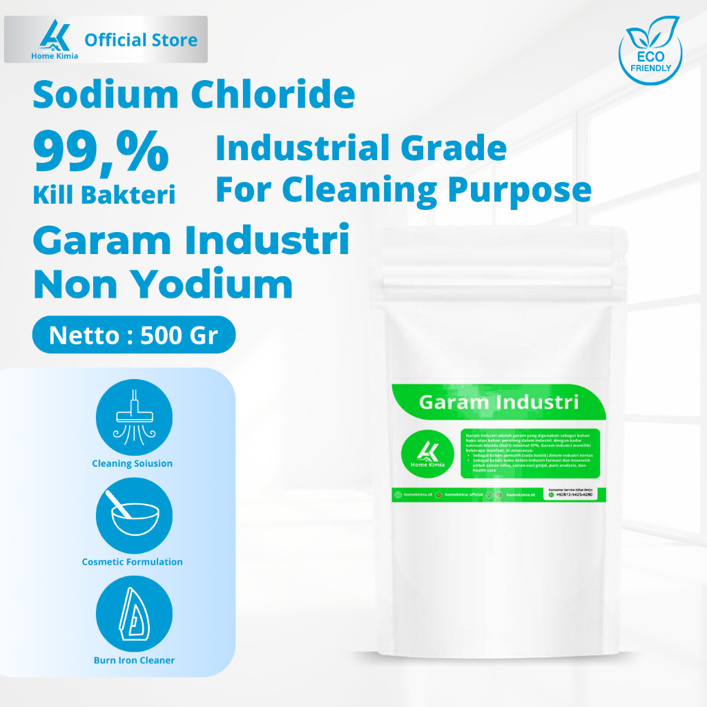 

Garam NaCl Premium 500 Gram - Garam Industri dan Garam Kebersihan Non Yodium Cosmetic Grade
