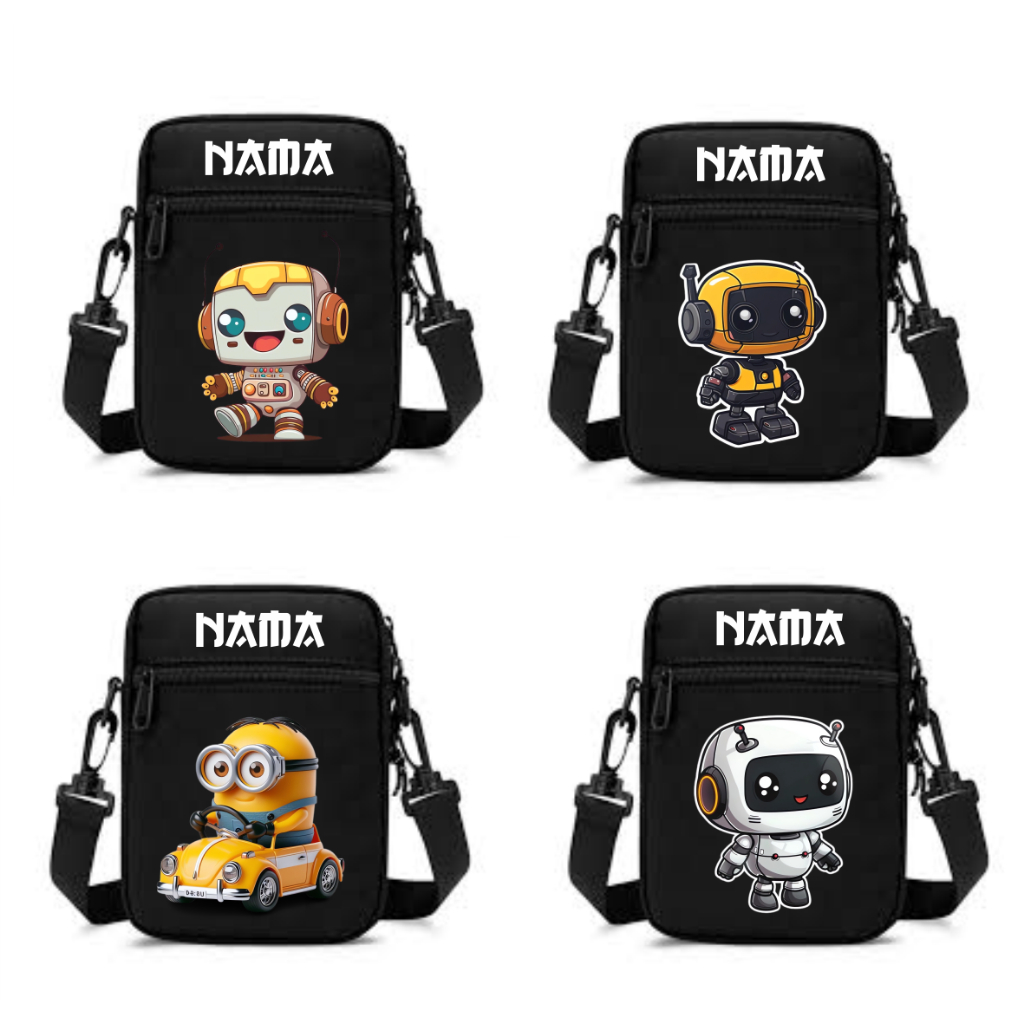 tas selempang robot tas minion sling bag tas selempang anak