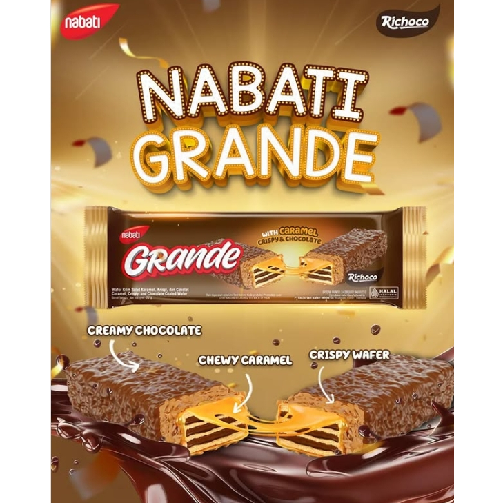 

1PCS Mouseman - Nabati Grande with Caramel Crispy & Chocolate Richoco wafer krim salut karamel, krispi dan cokelat 22gr