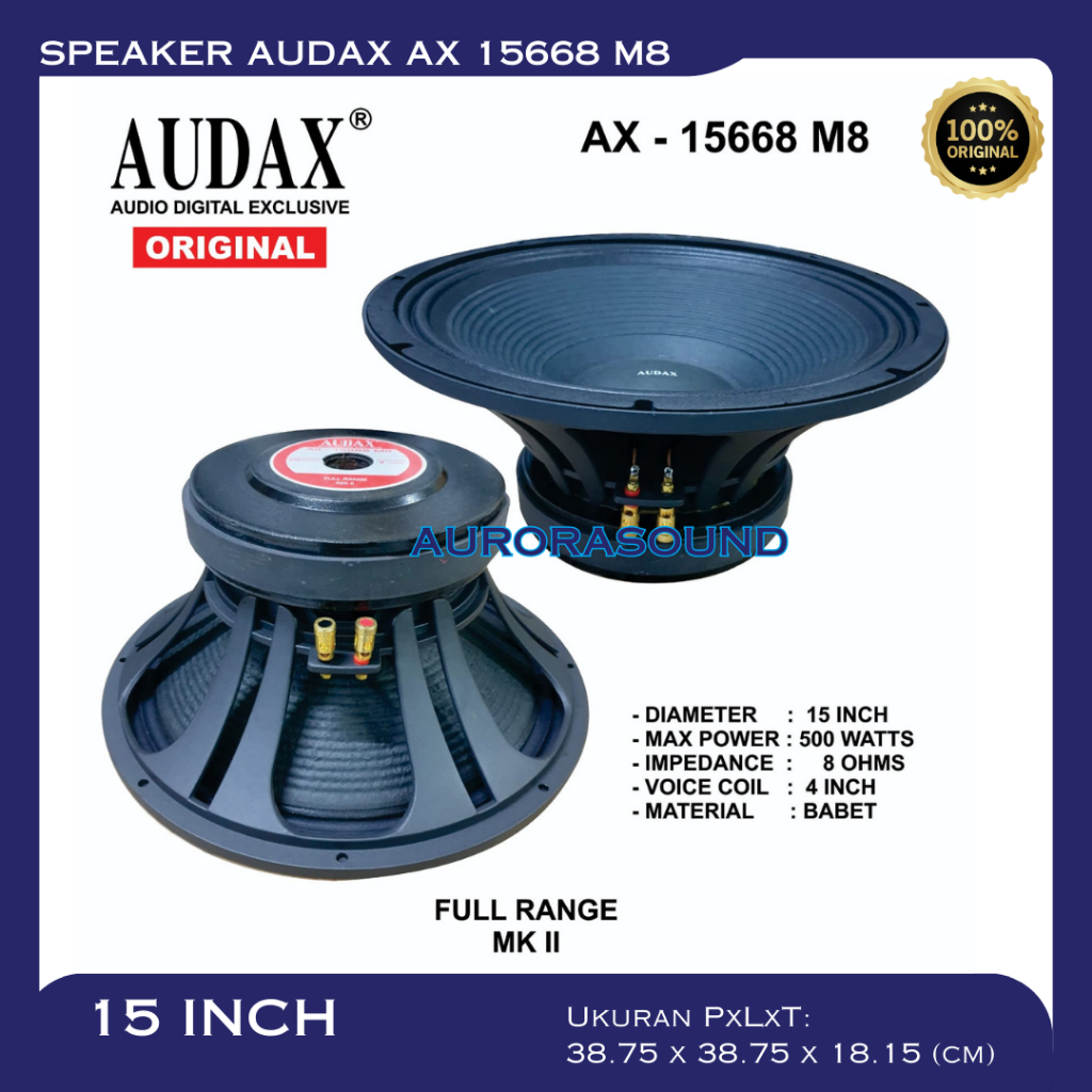 SPEAKER AUDAX AX 15668 M8 FULL RANGE 15 INCH AUDAX AX15668 M8 500W ORIGINAL