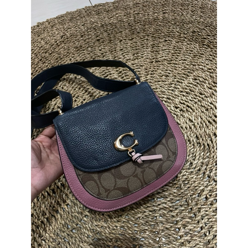 Coach Colorblock Remi Saddle Bag Pink Black (C2316)//PL//authentic