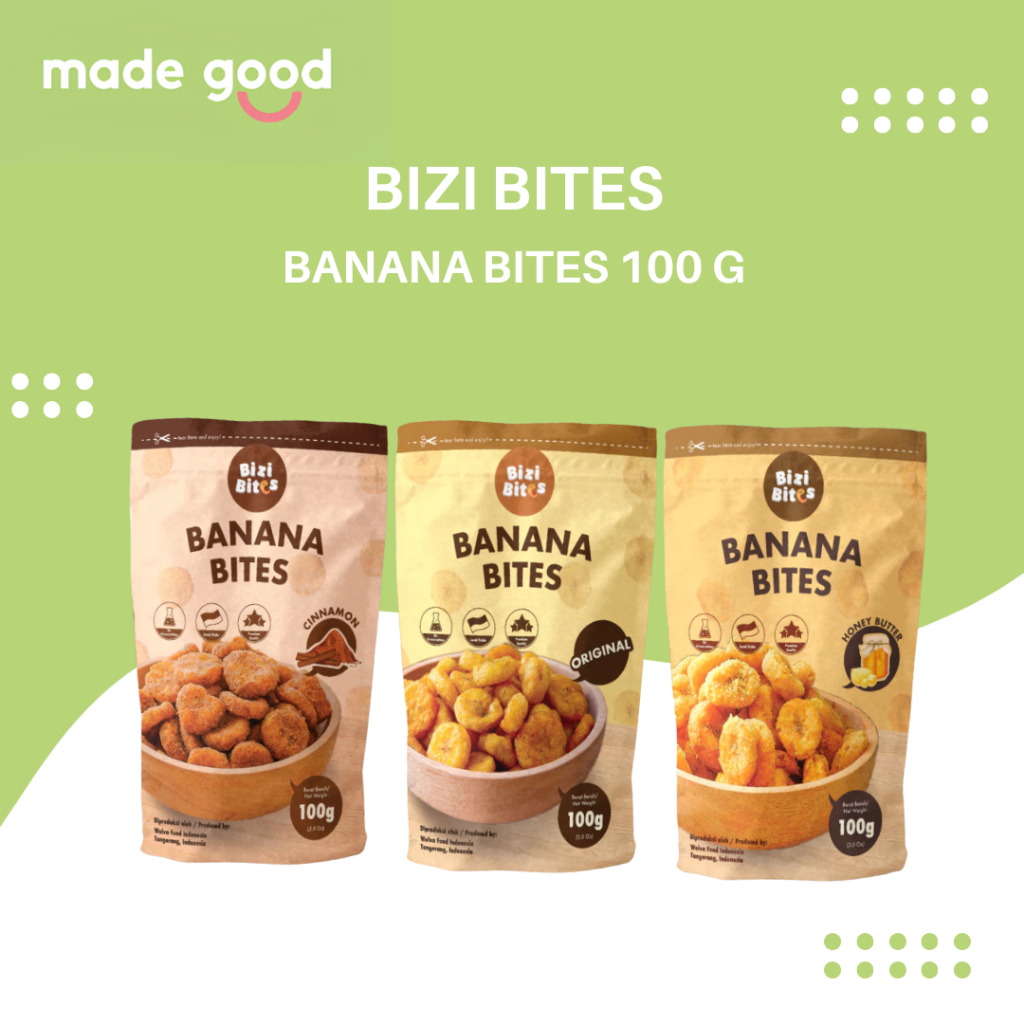 

BIZZI BITE BANANA BITES Chips Pisang Premium No Preservatives 100 Gr