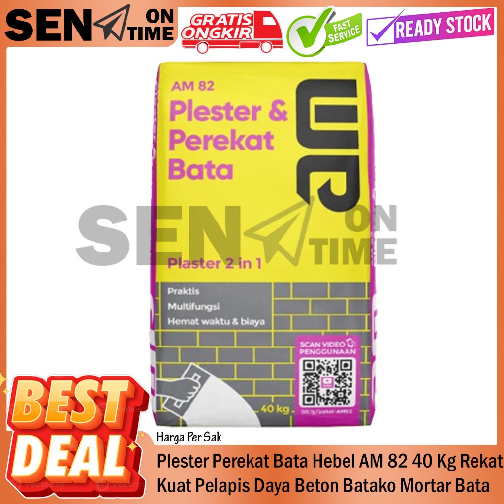 AM 82 40 Kg Plester Perekat Bata Hebel Pelapis Daya Rekat Kuat Beton Batako Bata Merah Dinding Halus