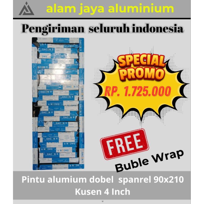 Pintu aluminium double dobel spanrel kusen 4inch
