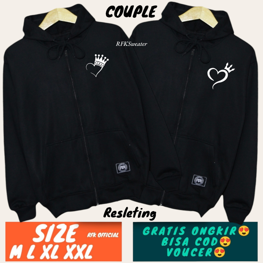 jaket resleting couple lucu / Jaket zipper couple / jaket zipper couple pasangan / switer couple pas