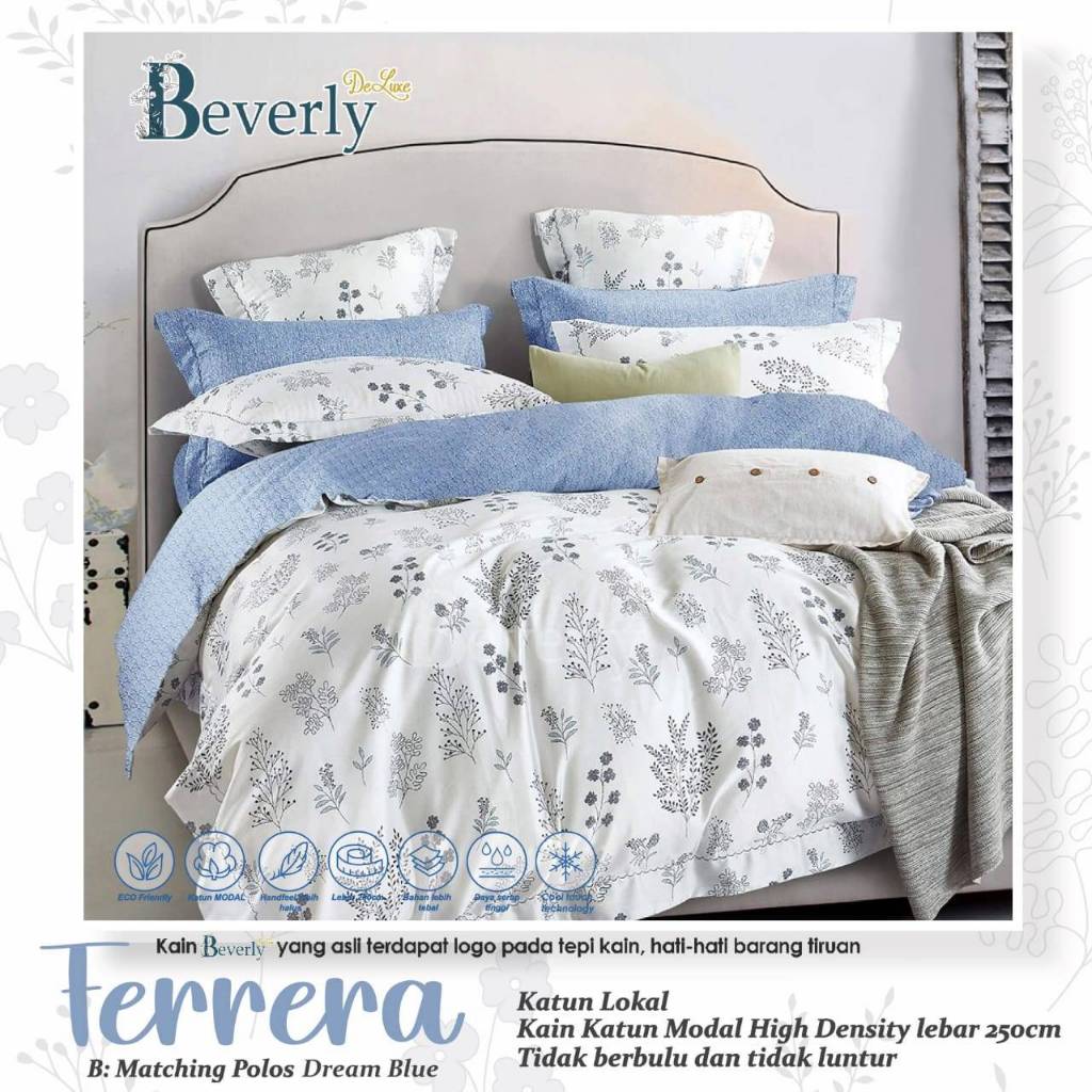 Sprei Katun BEVERLY FERRERA  | Sprei Home Industry dari Katun CVC Premium | Sprei Uk.90,100,120,160,