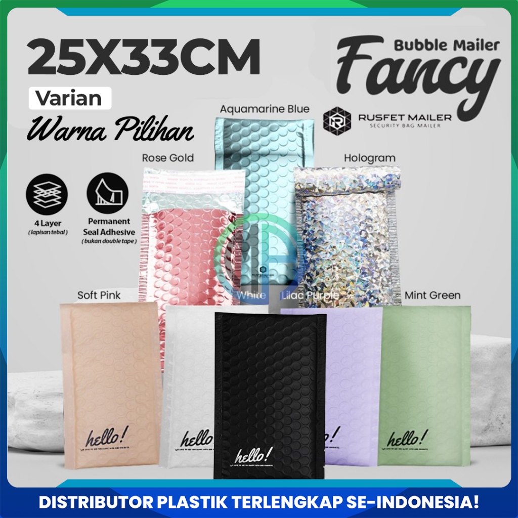 

Amplop Bubble Mailer Rusfet Premium Satuan Murah Ukuran 25 x 33 cm