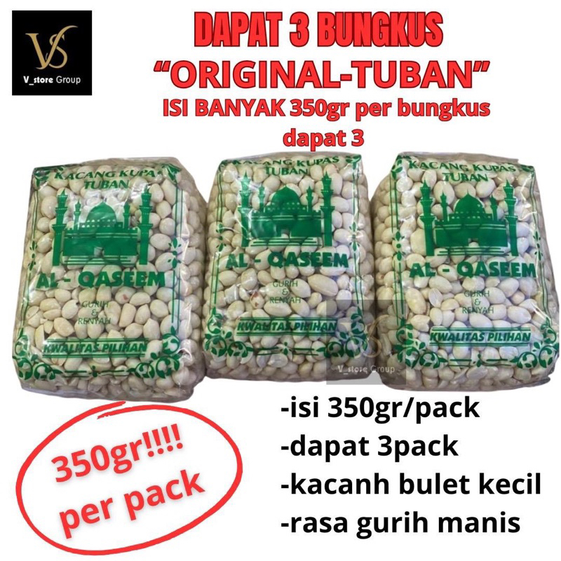 

(PAKET ISI 3 PAK x 350gr/pack) KACANG TUBAN KACANG KUPAS TUBAN ASLI TINGGAL GORENG 350grx3bungkus Food Snacks