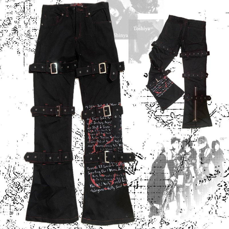 Gohic Gathered Black Punk Pants Right Japanese Brand Madpunk Hnaoto Jelly Qutie Frash B.P.N Peace No