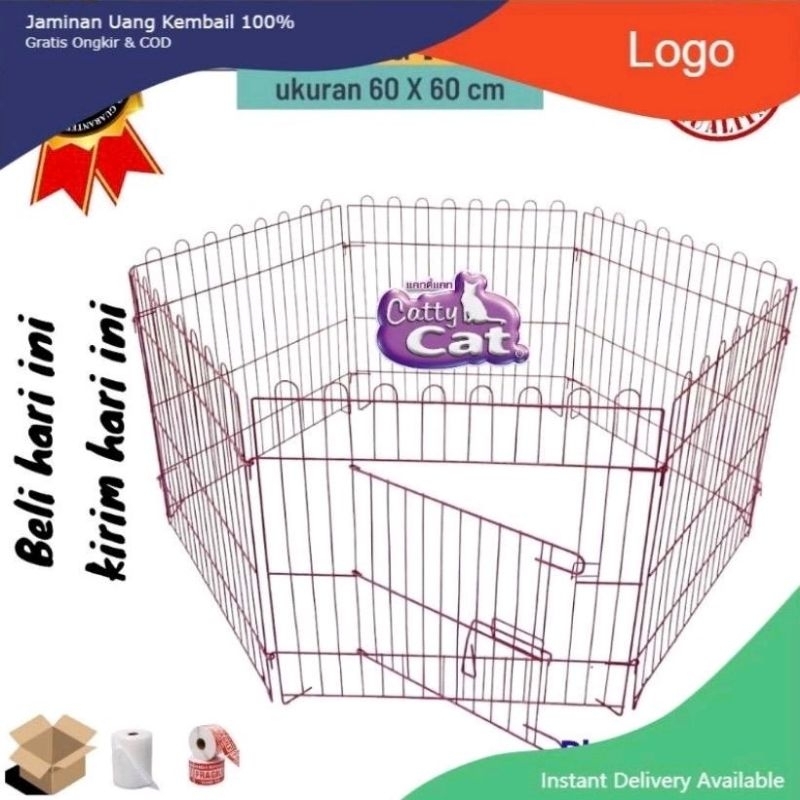 Kandang Pagar / Kandang Umbar Besi Lipat 60x60cm - Kucing Kelinci Anjing pet water sangkar kandang k