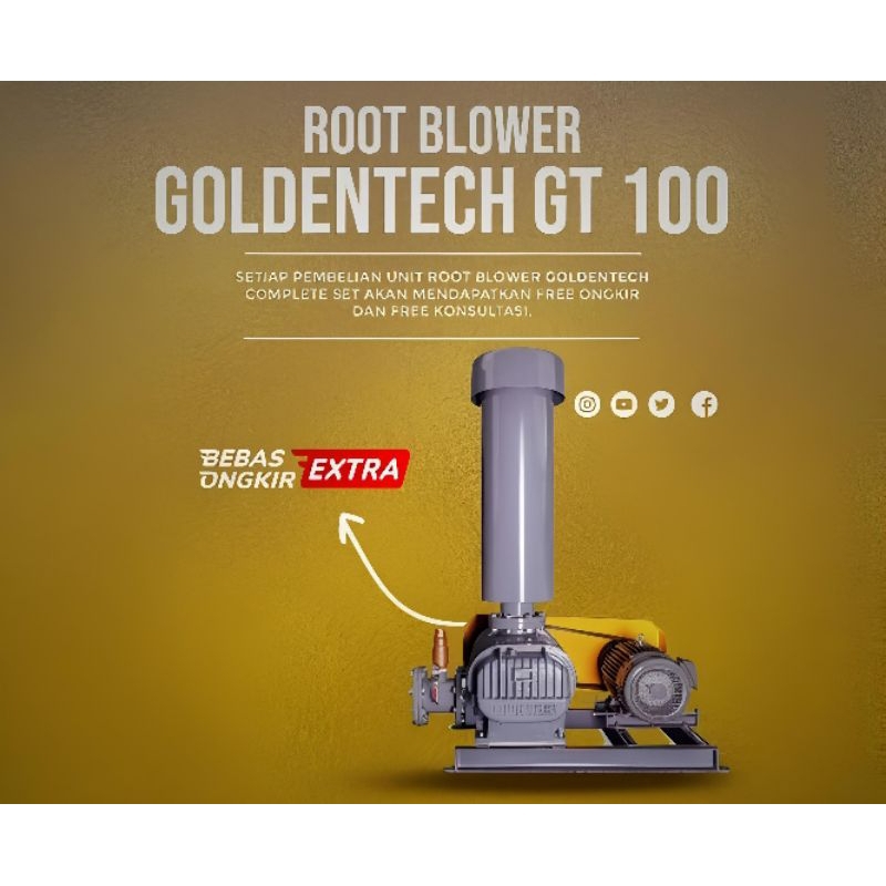 Root Blower Goldentech GT 100 7.5Hp Pompa Udara Ipal Tambak Longtech