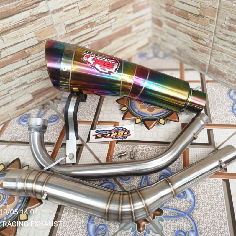 Knalpot Racing R9 pelangi Untuk Cbr Lokal Thunder Byson Cbr150r Vixion Xsr Sonic Satria Fu MX king