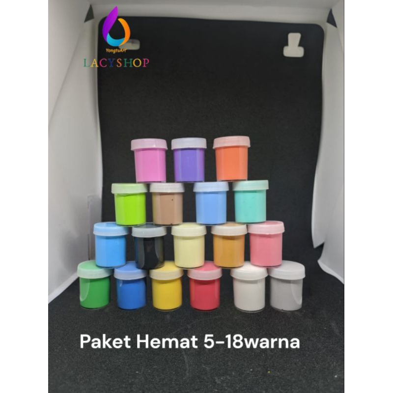 

Paket Hemat Edisi pelajar 6 - 12 Warna Cat Akrilk 20ml - Cat Lukis - Cat Styrofoam