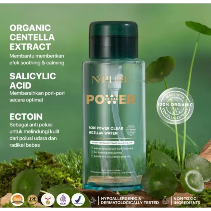 NPURE Acne Clear Power Micellar Water dengan Organic Centella Extract & Salicylic Acid