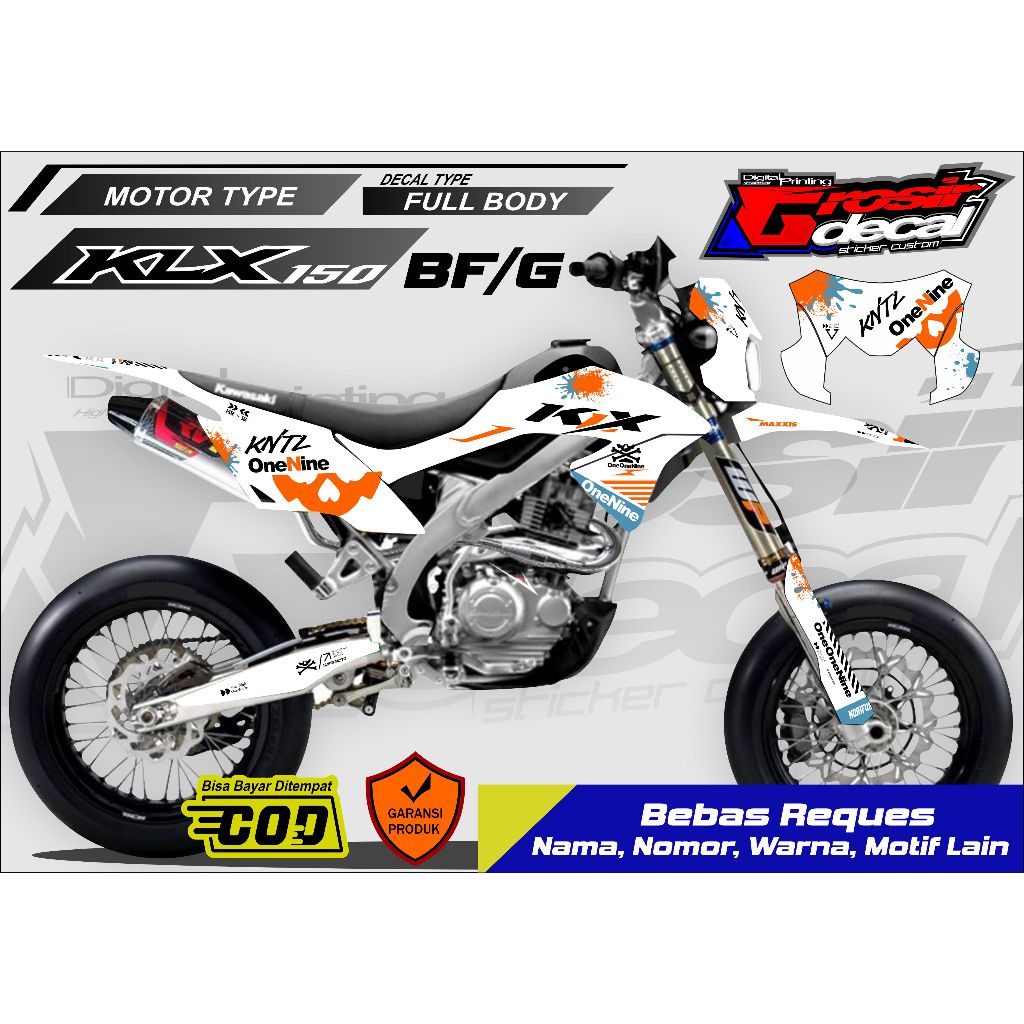Decal stiker KLX BF/SE Putih Full Body Bebas Reques