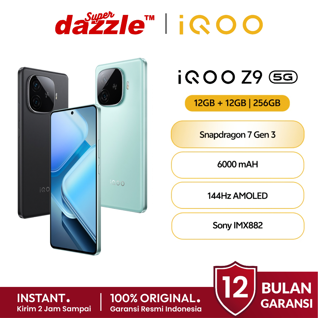 [ TERLARIS ] HP IQOO Z9 5G 12/256 8/256 8/128 GB Snapdragon 7 Gen 3 Original 100% Garansi Resmi 12 B