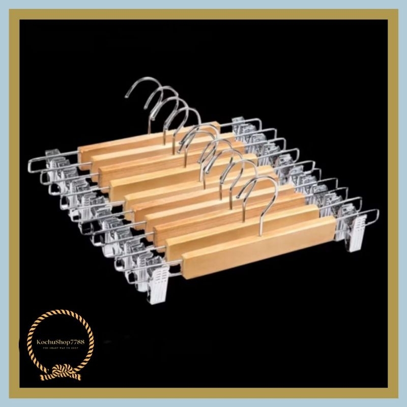 Hanger Kayu Jepit Besi/ Hanger Kayu Jepit Plastik/ Hanger Celana- Rok/ Gantungan Celana - Rok/ Gantu