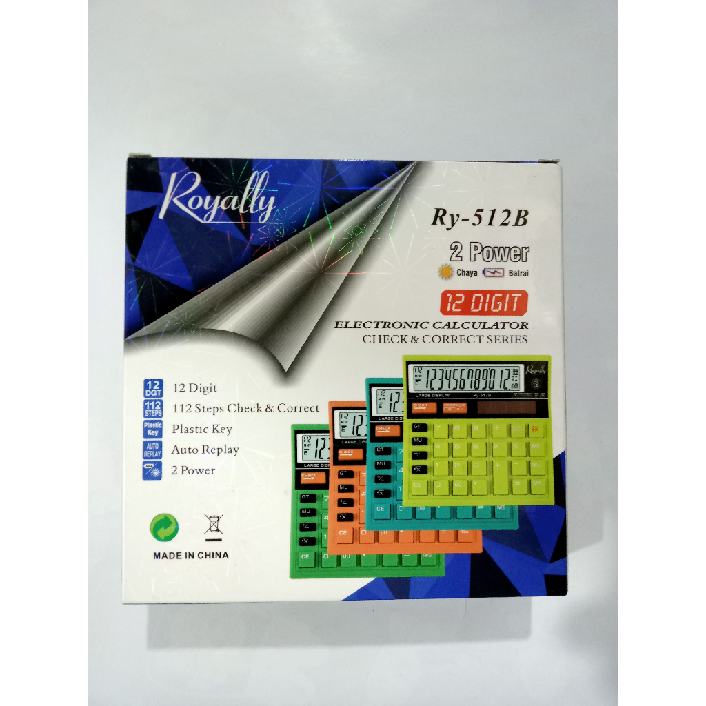 

Kalkulator Royally 12 Digit Arc 512 Solar Panel Display Besar Check