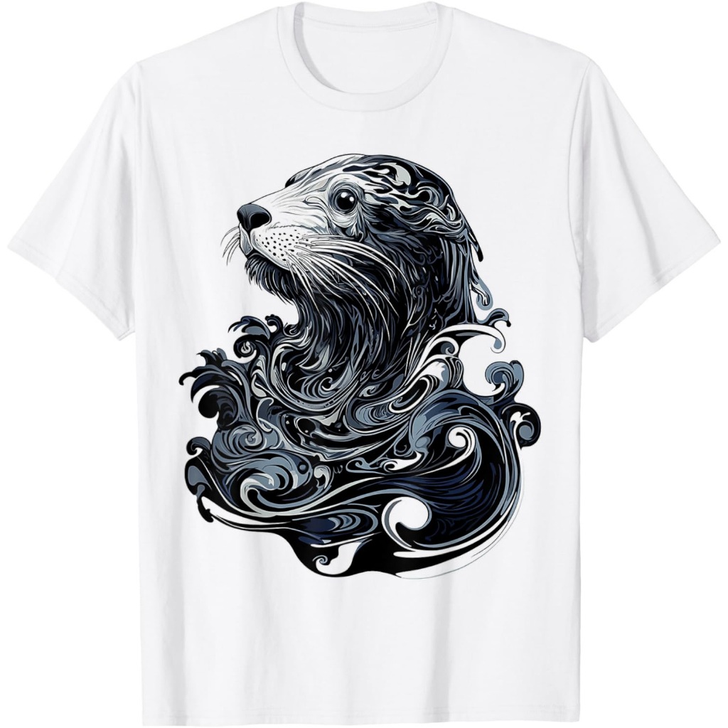 Seni Motif Hewan Singa Laut Kaos Singa Laut