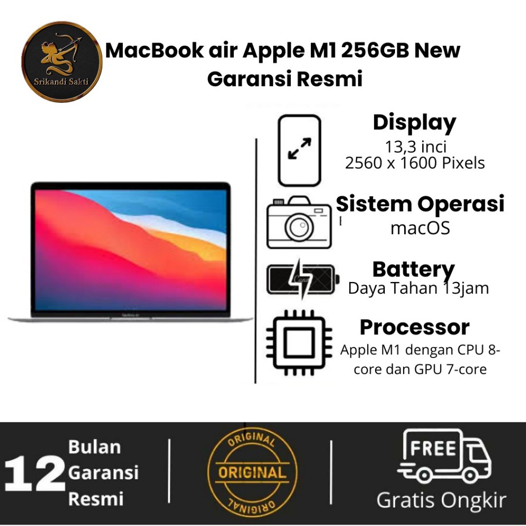 Macbook AIR 13 Apple M1 (Garansi Resmi)