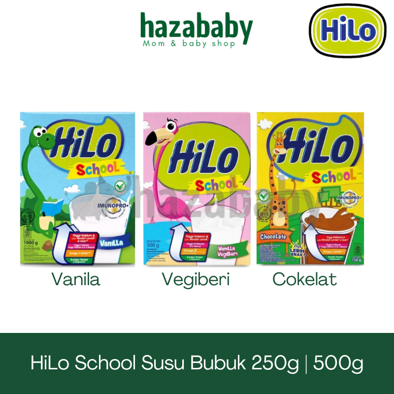 

HiLo School Chocolate / Vanilla Vegiberi / Bubble Gum 250g 500g | Hilo Susu Tinggi Kalsium Lebih Rendah Lemak