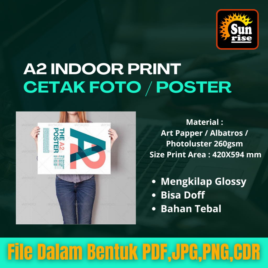 A2 INDOOR PRINT LUSTER/ POSTER / FOTO DLL /bahan tebal