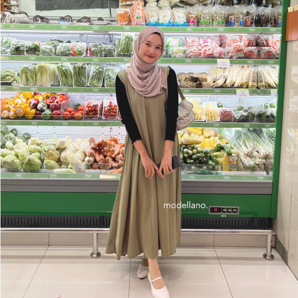 [𝗚𝗹𝗮𝗺𝗼𝗿𝗮] Yubin Overall Polos Dress Korean Look Mayung Jumbo XXl Bigsize - Sage Green