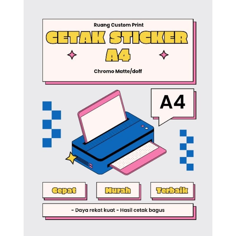 Cetak sticker A4 Chromo doff