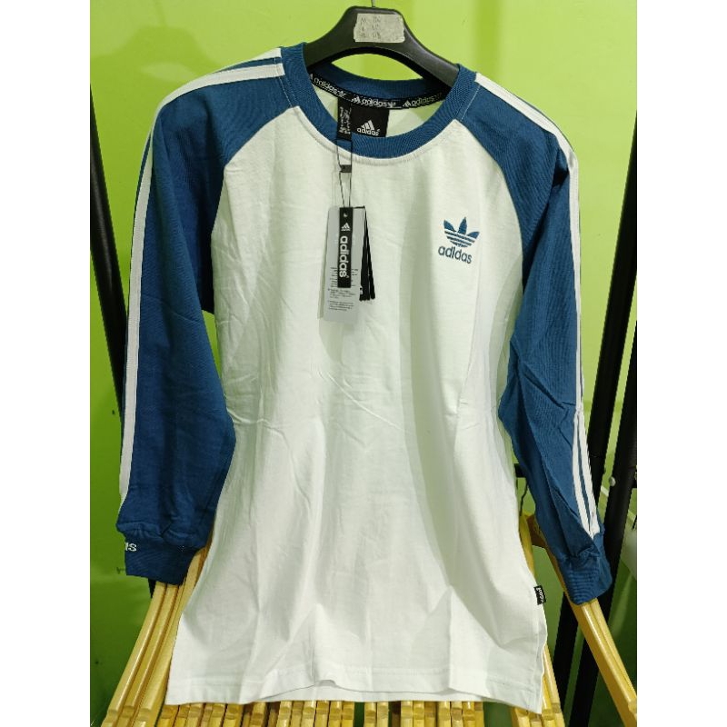 Kaos / Tshirt Lengan Panjang / LongSleave warna Kombinasi Putih Biru