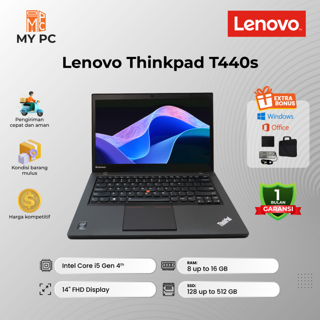 Laptop Lenovo Thinkpad T440S - Core i5 GEN4 - 14"