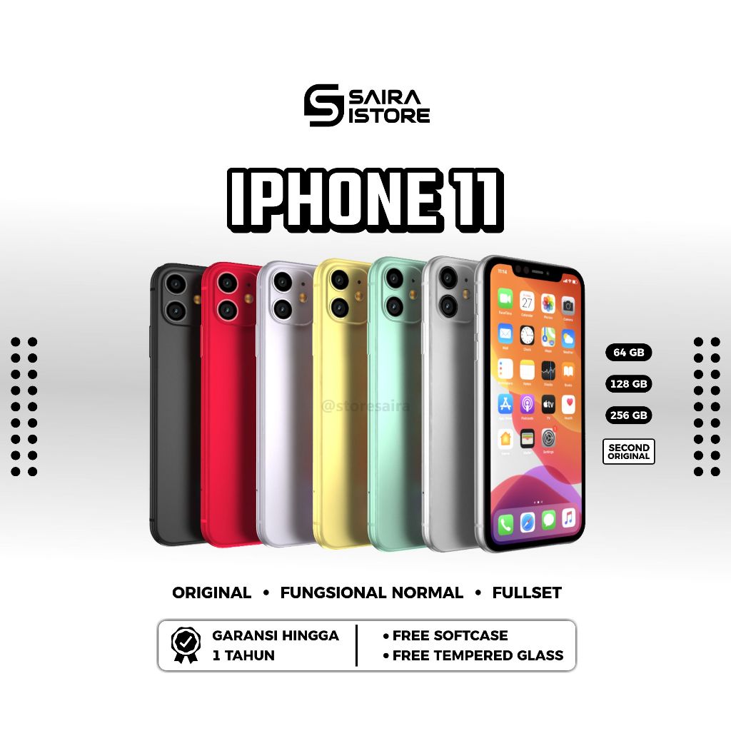 Smartphone iP 11 64GB 128GB 256Gb Secondhand Fullset