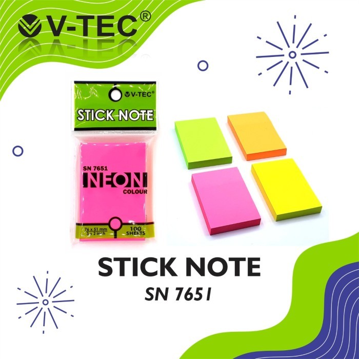

V-TEC Sticky Note SN 7651-1CLR