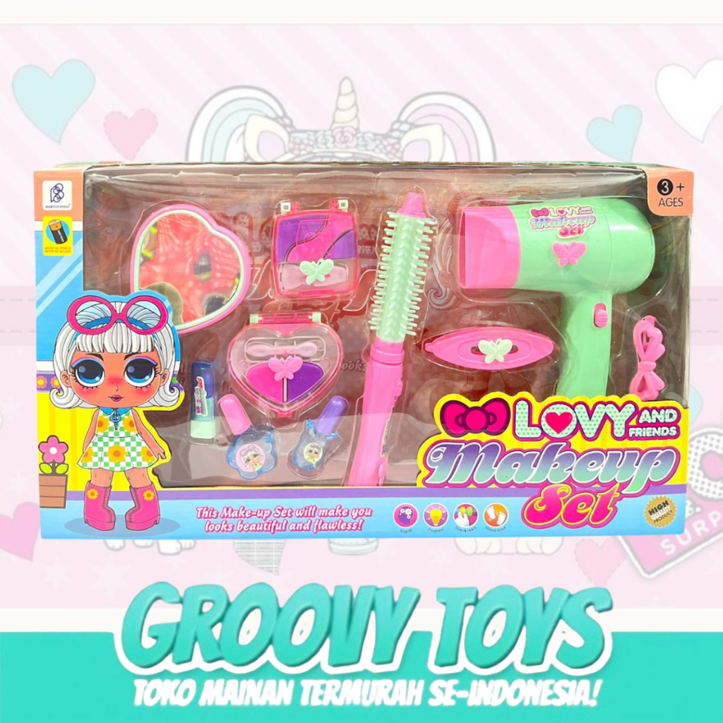 Mainan Salon Salonan Makeup Beauty Set Hairdryer Sisir Lengkap