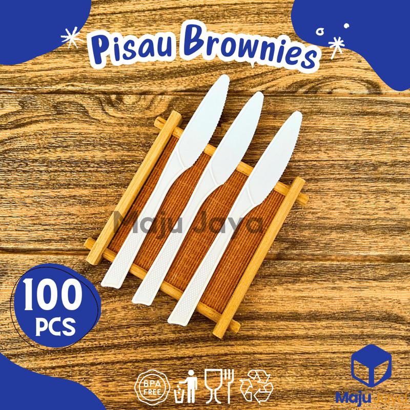 Maju Jaya - Pisau Brownies / Pisau Kue Bolu Gulung Roll Tart / Pisau Kue Plastik Warna Putih isi 100