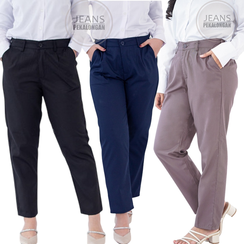 UPFRADE STYLE  BAGGY PANTS BAHAN TEBAL- Celana Panjang Wanita Latte Nude Army Baggy Baggi Begi