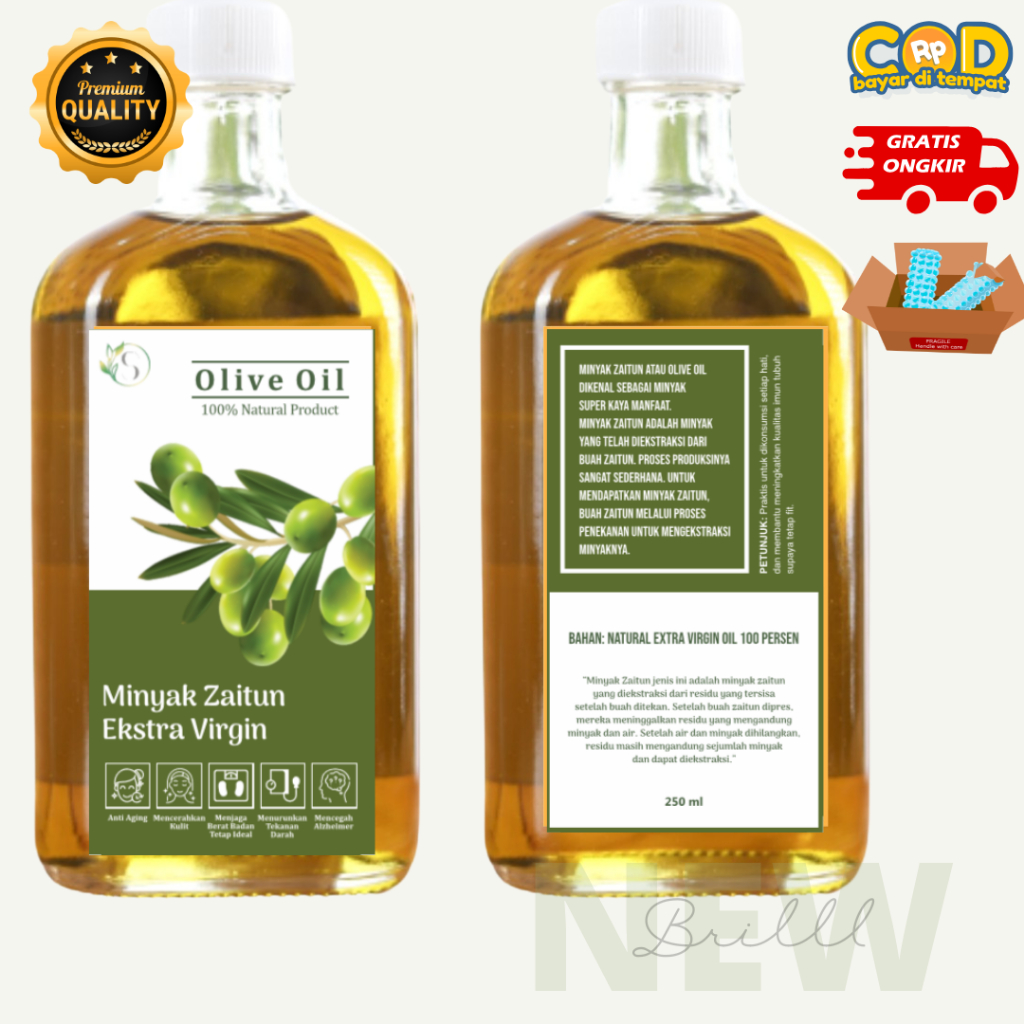 MINYAK ZAITUN MURNI ASLI UNTUK DIMINUM KESEHATAN / EVOO / EXTRA VIRGIN OLIVE OIL / 250 ML