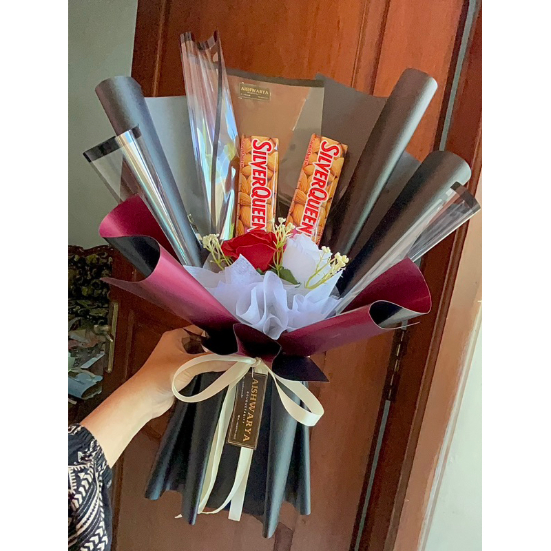 Buket Coklat Silverqueen 55gr Buket Valentine Buket Sidoarjo Surabaya Murah Bouquet Valentine Day