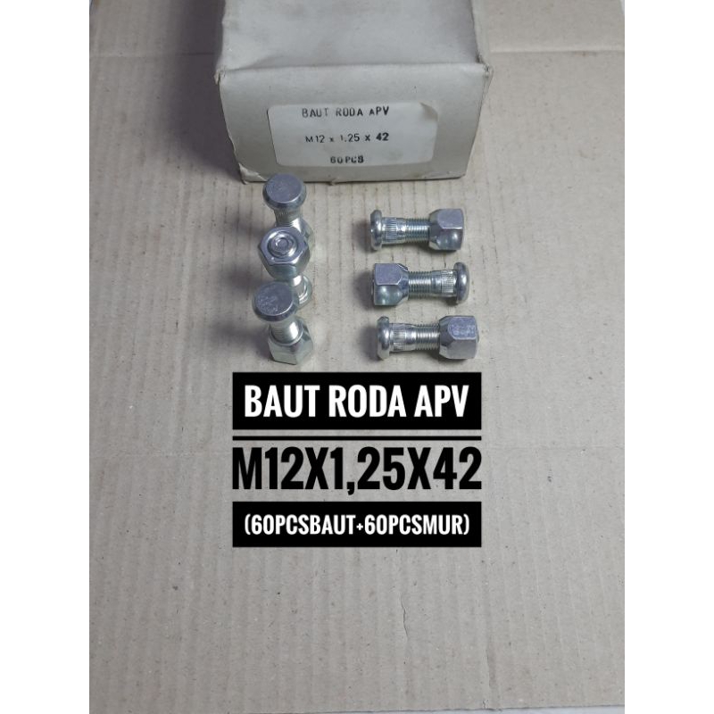 baut roda mobil APV 12x1,25x42 kunci 19 paket (60pcs)