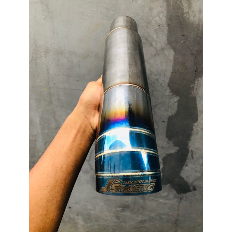 Knalpot Telpipe Js Racing pipa Blue 2,5 in Mobil Pajero Hiluk Expander Innova Fortuner