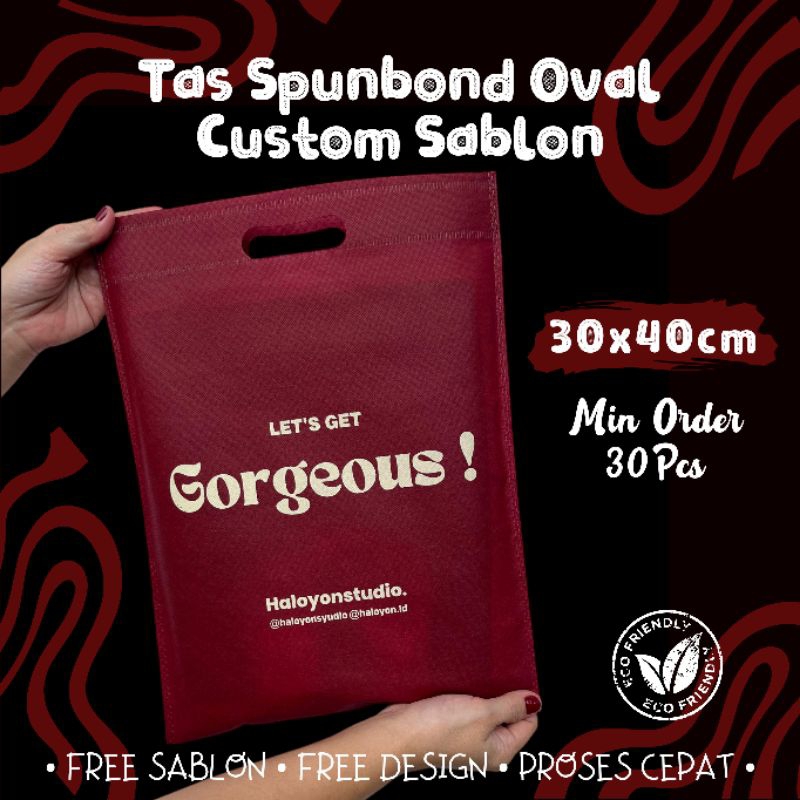 

SABLON OVAL 30X40 Custom Sablon tas oval 30x40 Tas Spunbond sablon 30x40 Gratis Sablon Tas Oval Tas sablon 30x40 goodie bag sablon tas khitan tas aqiqah tas wedding tas souvenir tas mengenang tas haul tas hajatan tas ulang tahun tas hampers