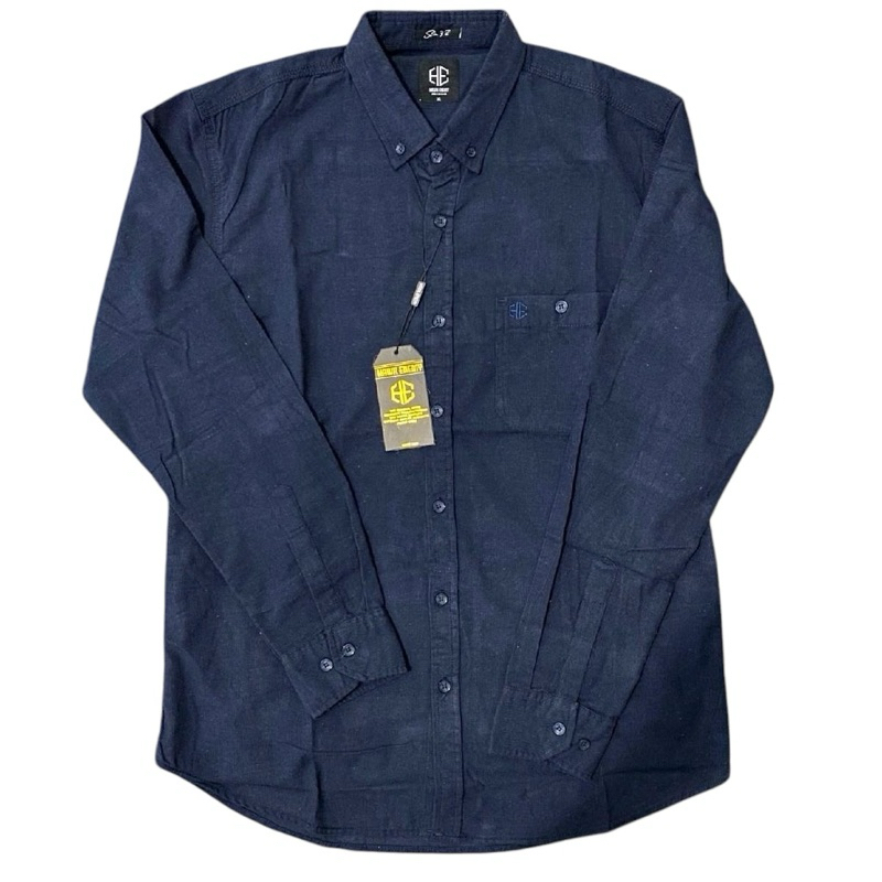 KAMEJA PRIA HAWK ENEMY lengan panjang dan lengan pendek bahan Courdoray / Casual Panjang Kerja Hitam